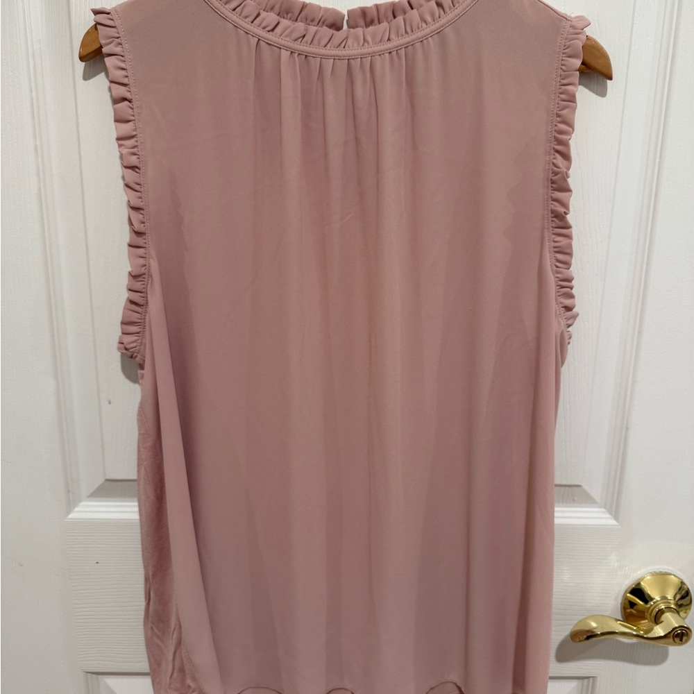 LOFT Blush Ruffle Trim Blouse